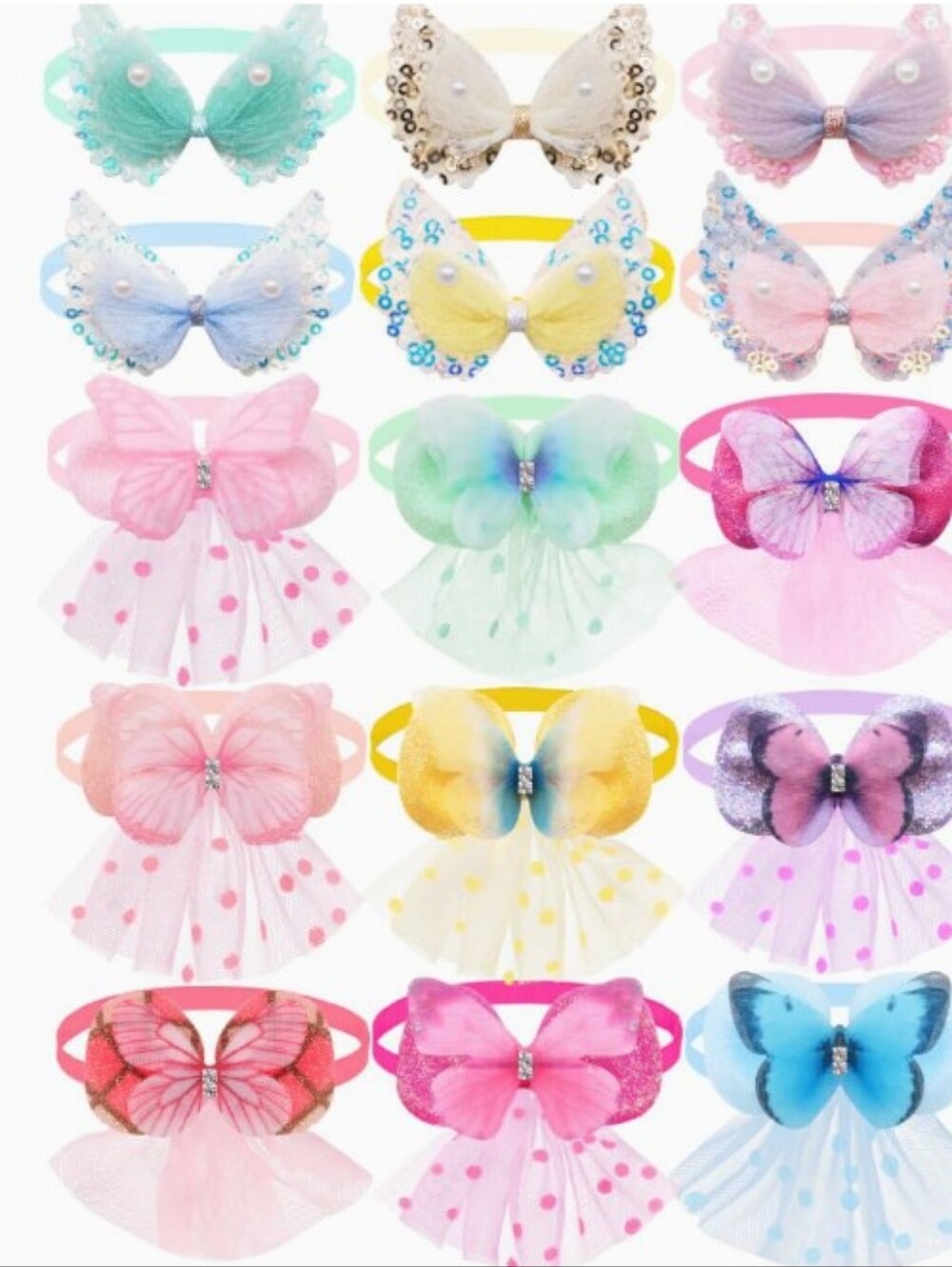 Pet Butterfly Bow Collar Accessory - Pink 10 Pc